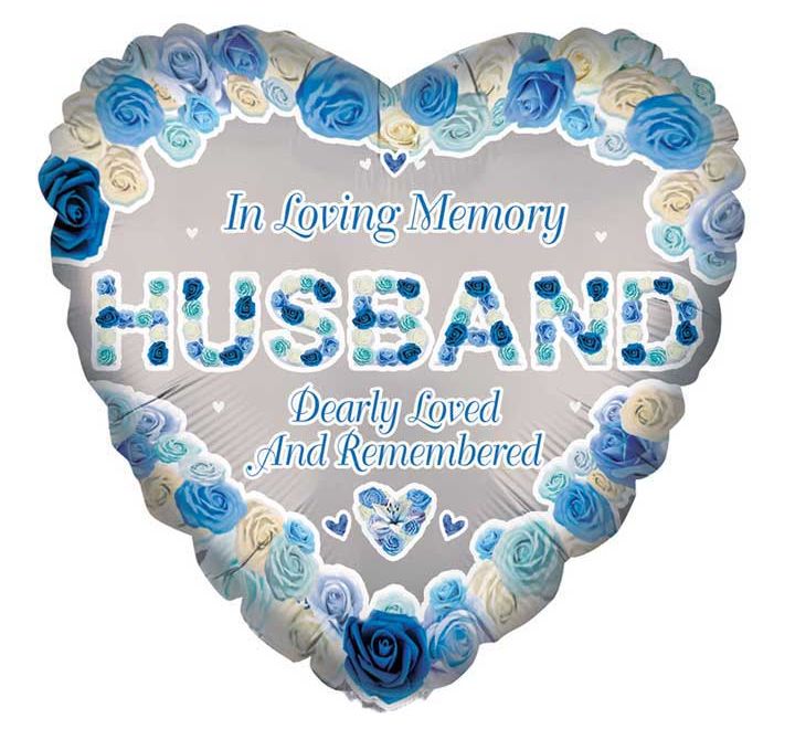 In Loving Memory of Husband Rememberance Foil Balloon (Optional Helium Inflation)