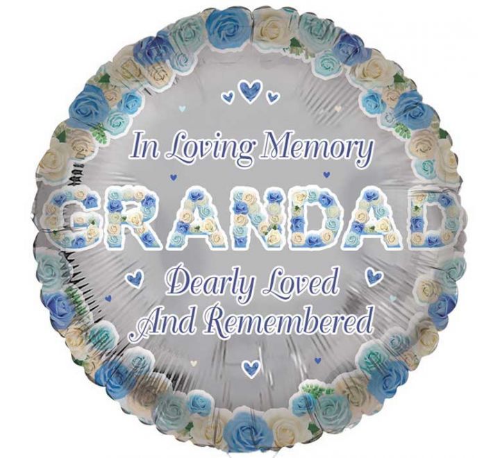 In Loving Memory of Grandad Rememberance Foil Balloon (Optional Helium Inflation)