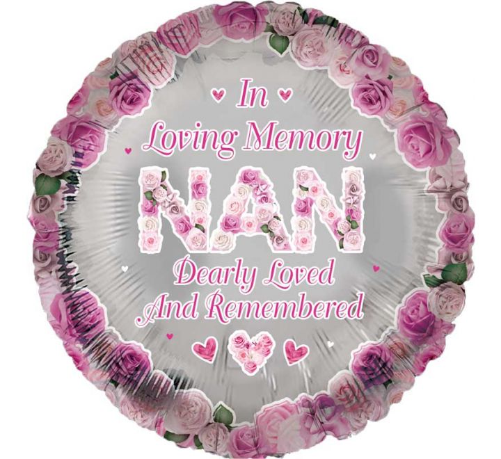 In Loving Memory of Nan Rememberance Foil Balloon (Optional Helium Inflation)