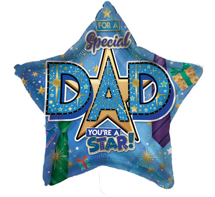 Special Dad Your a Star Foil Balloon (Optional Helium Inflation)