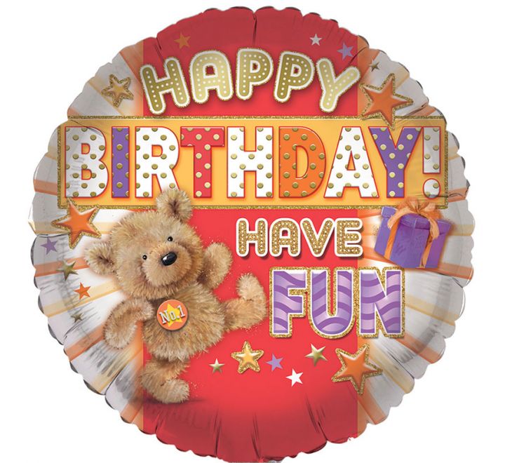 Teddy Happy Birthday Fun Cute Foil Balloon (Optional Helium Inflation)