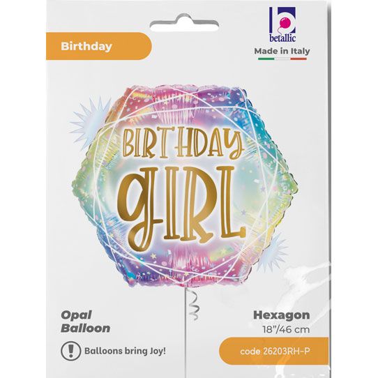 Birthday Girl Opal Pastel Foil Helium Balloon (Optional Helium Inflation)