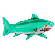 Green Shark Supershape Foil Balloon (Optional Helium Inflation)
