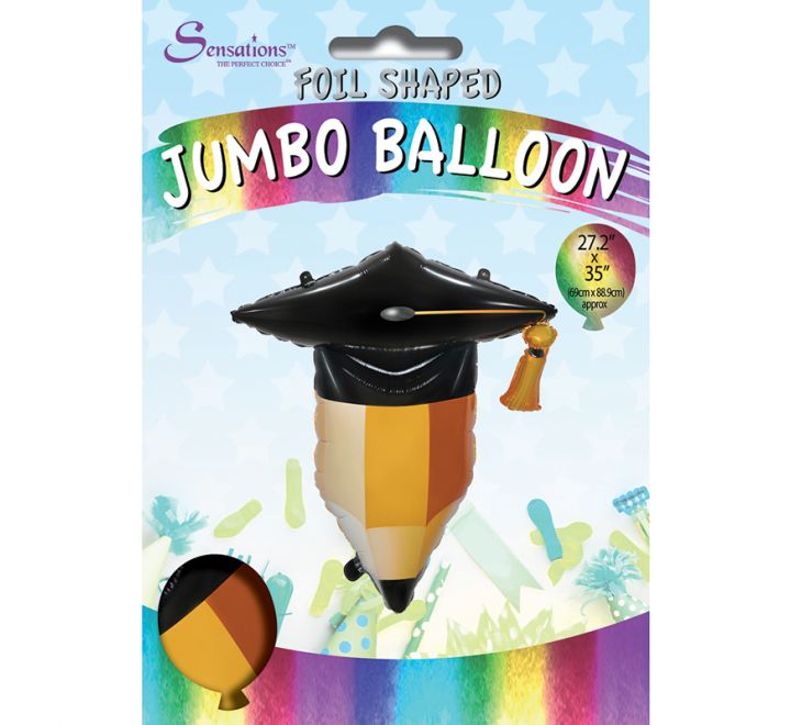 Graduation Pencil Jumbo Shape Helium Balloon (Optional Helium Inflation)