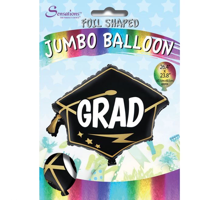 Graduation Cap Jumbo Shape Helium Balloon (Optional Helium Inflation)