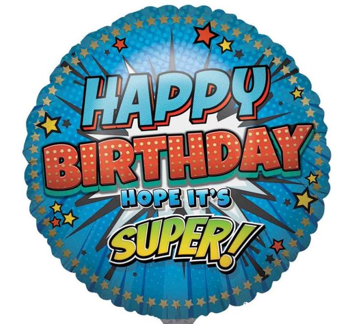 Happy Birthday Super Style Extra Large Helium Balloon - 31" (Optional Helium Inflation)