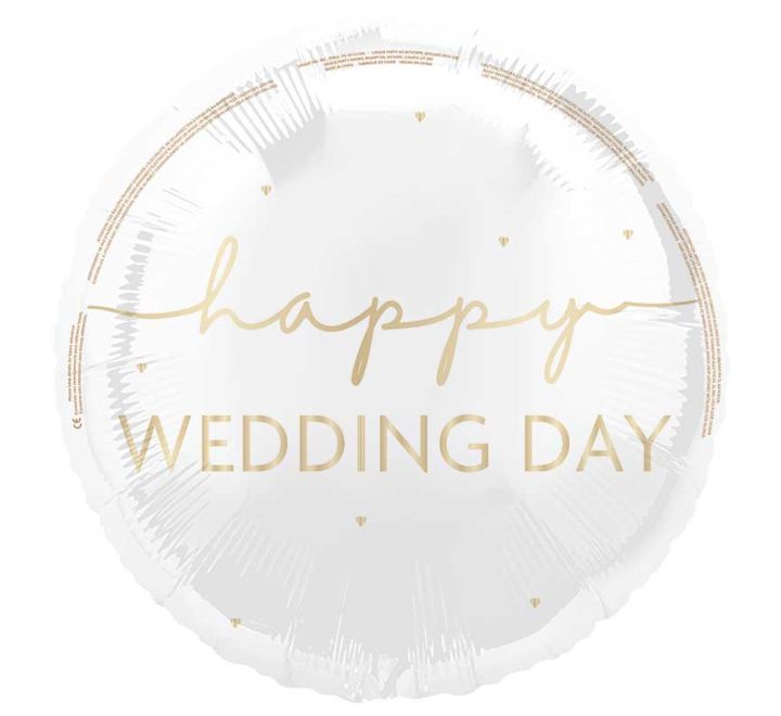 Happy Wedding Day Foil Balloon (Optional Helium Inflation)