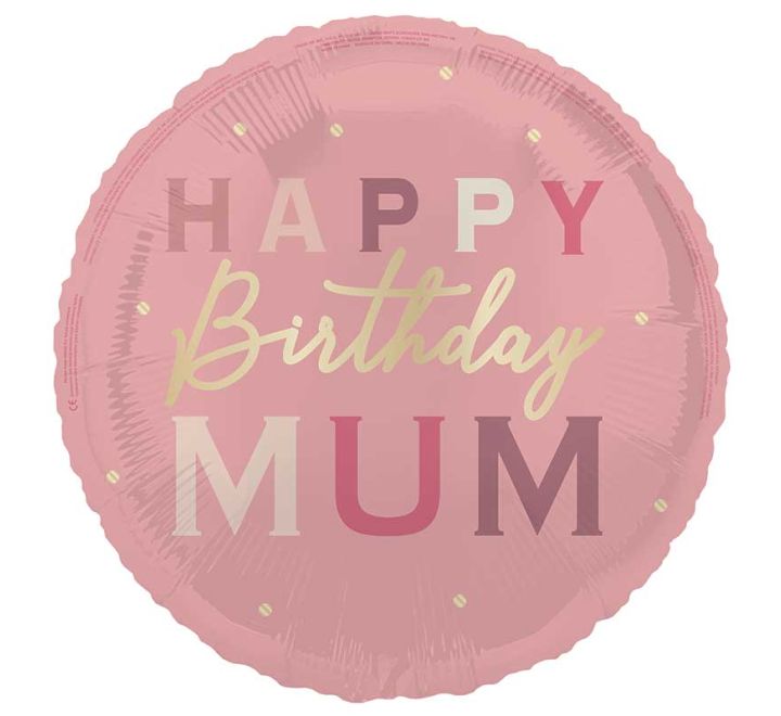 Happy Birthday Mum Foil Balloon (Optional Helium Inflation)