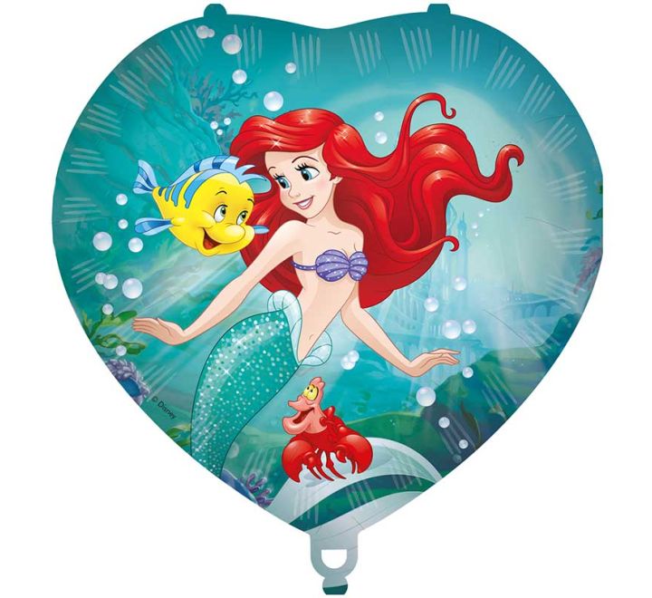 Disney's Little Mermaid Ariel Heart Foil Helium Balloon (Optional Helium Inflation)