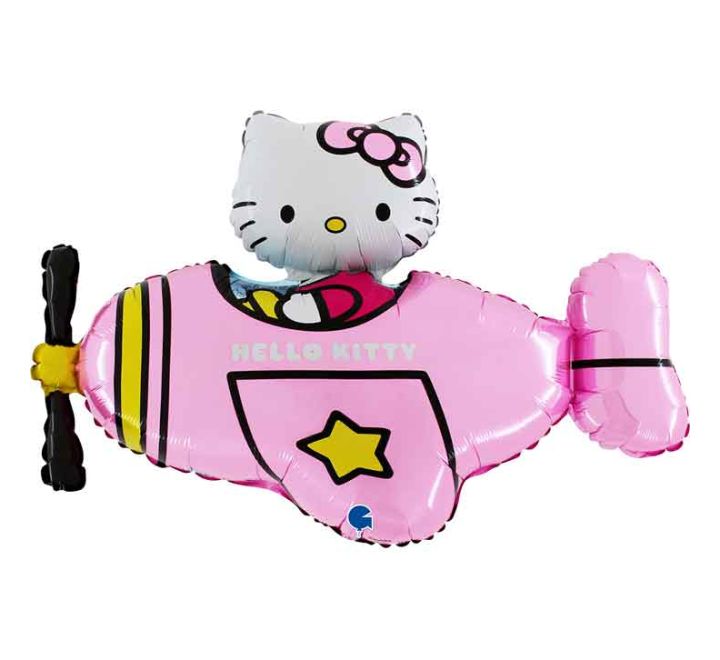 Hello Kitty Flying Aeroplane SuperShape Foil Balloon (Optional Helium Inflation)