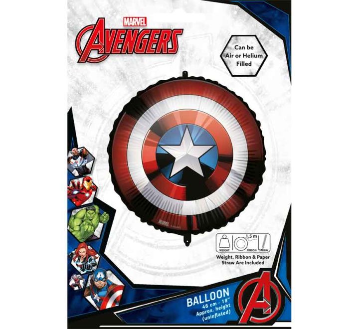 Avengers Shield Cptain America Balloon - 18" Foil Helium (Optional Helium Inflation)