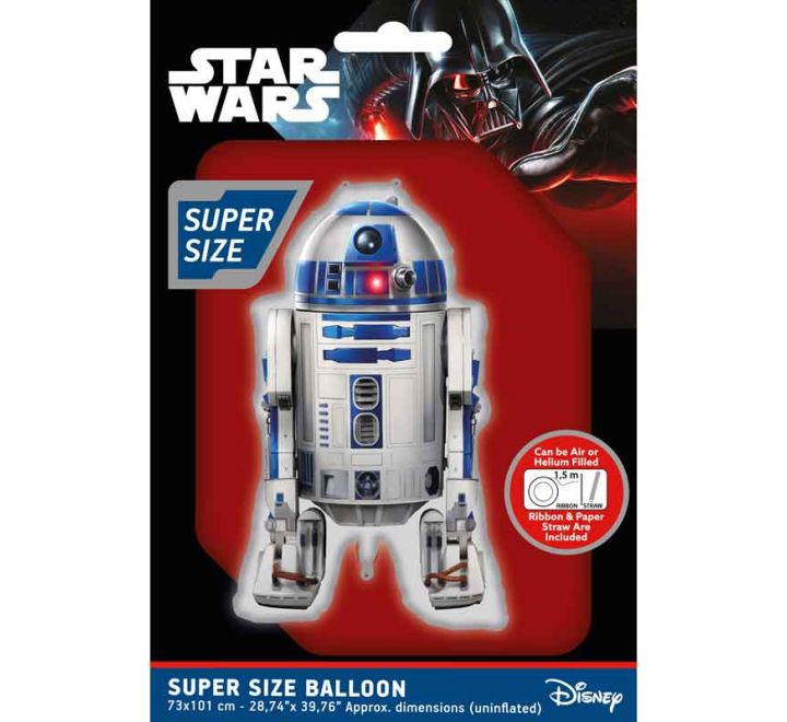 Star Wars R2D2 Large Super Size Balloon (Optional Helium Inflation)