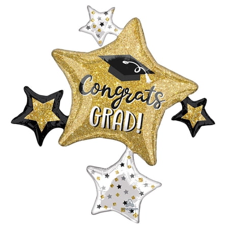 Congrats Graduate Large Star Supershape Foil Balloon (Optional Helium Inflation)