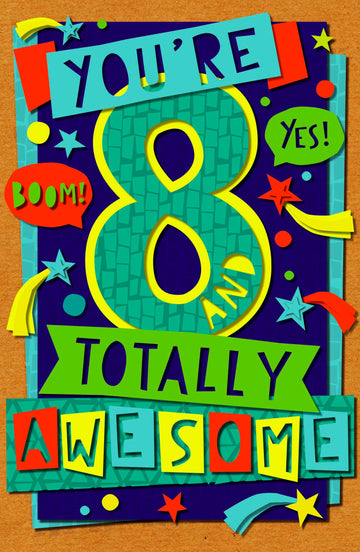 Carlton | Birthday Card 8 Year Boy Juv | Happy Birthday Gifts | With Envelope