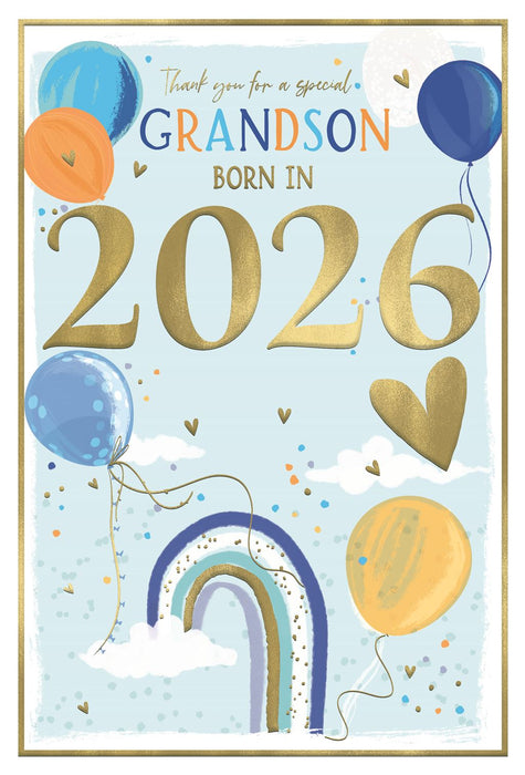 New Baby Grandson Card – Born in 2026