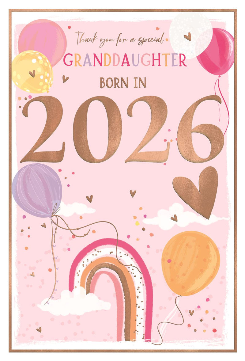 New Baby Granddaughter Card – Born in 2026