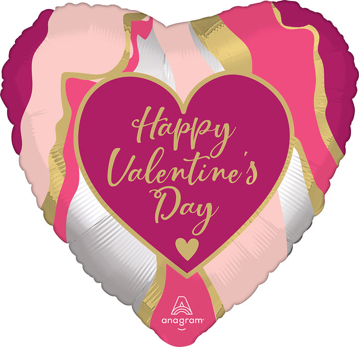 Happy Valentines Day Giant Heart SuperShape Foil Balloons 24" (Optional Helium Inflation)