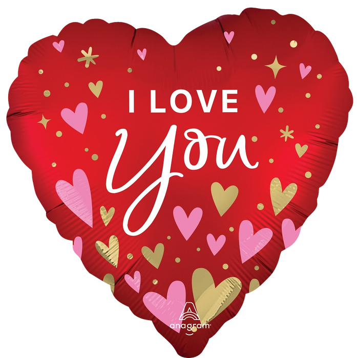 Satin I Love You Heartfelt Elegance 18 inch Anagram foil balloon