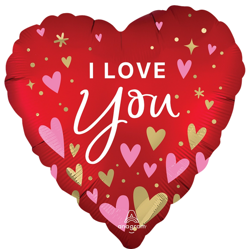 Satin I Love You Heartfelt Elegance 18 inch Anagram foil balloon