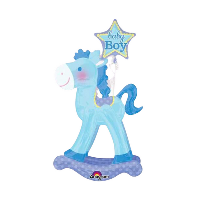 Rocking Horse Baby Boy Blue Balloon Air Walker (Optional Inflation)