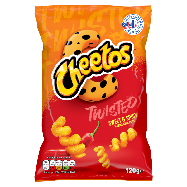 Cheetos Twisted Sweet & Spicy Flavour Corn Puffs – 120g Dated 29/8/26