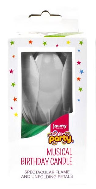 Lotus Flower Shape Flat Bottom Rotating Electronic Birthday Cake Musical Candle