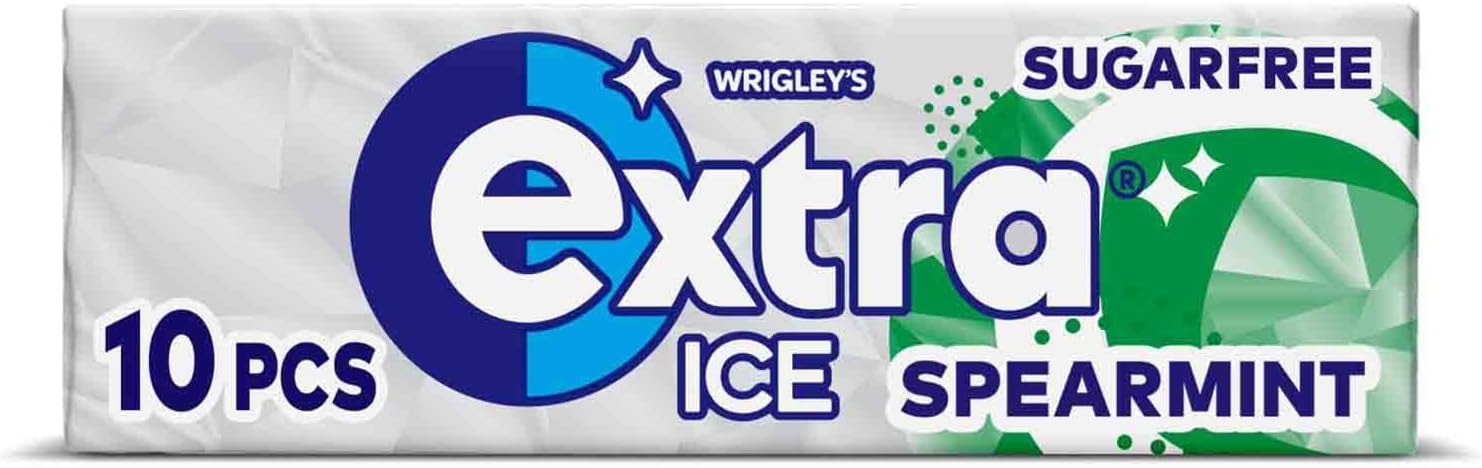 Wrigley's Extra Ice Chewing Gum, Ice Spearmint Flavour with Microgranules, 30 Packs of 10 Pieces, Sugar Free Bulk Pack Gum with Xylitol (300 pieces))