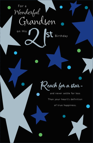 Gibson | Birthday Card 21st Grandson | Happy Birthday Gifts | With Envelope