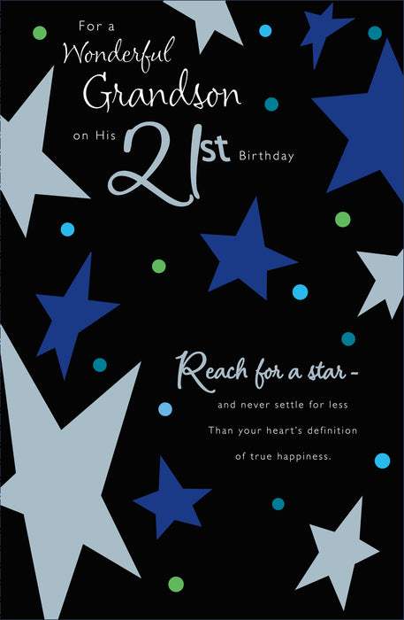Gibson | Birthday Card 21st Grandson | Happy Birthday Gifts | With Envelope