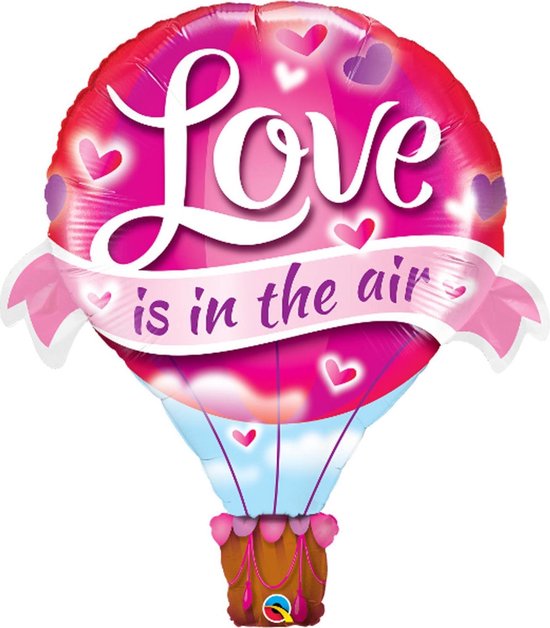 Love is in the Air - Giant Hot Air Foil Balloon 42" (Optional Helium Inflation)