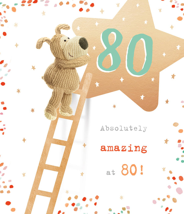 Boofle Birthday Card for 80th, Cute Design
