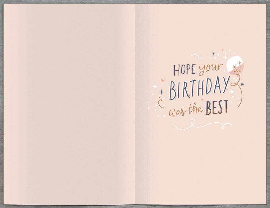 Carlton Birthday Card for Belated, Conv Design