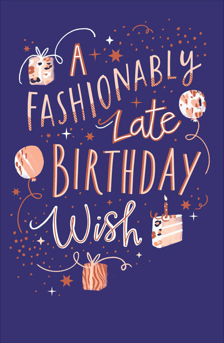 Carlton Birthday Card for Belated, Conv Design