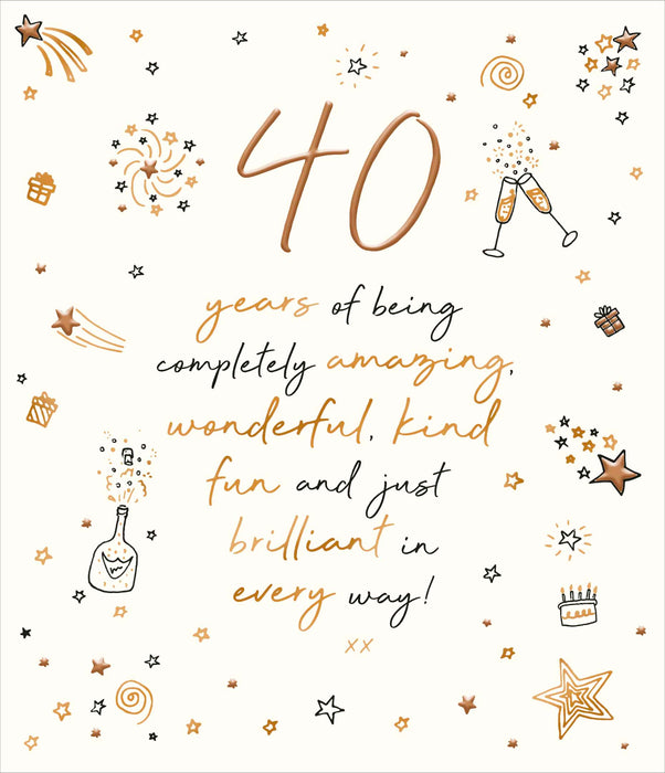 Love and Doodles Birthday Card for 40th, Conv Design