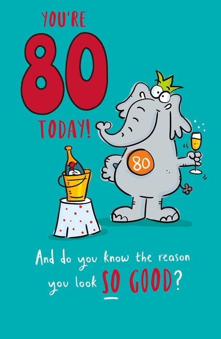 Giggles Birthday Card for 80th, Hum Design