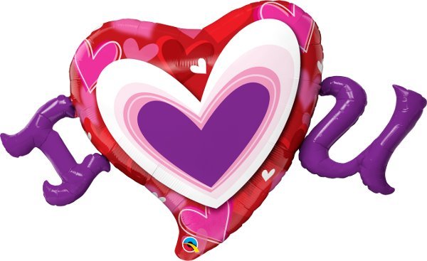 I Love You Heart Script Large Foil Balloons 46" (Optional Helium Inflation)