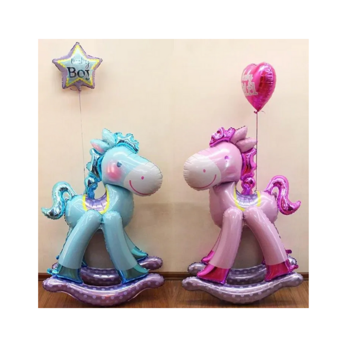 Rocking Horse Baby Boy Blue Balloon Air Walker (Optional Inflation)