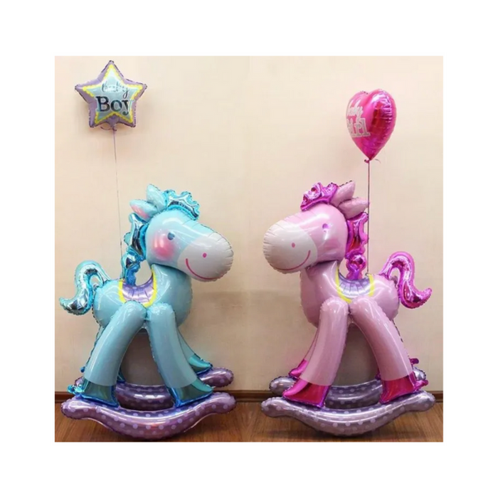 Rocking Horse Baby Girl Pink Balloon Air Walker (Optional Inflation)