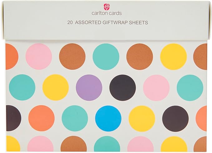 UK Greetings Multipack of 20 Assorted Gift Wrap Sheets - for Birthdays and Other Events - Includes Keepsake Box