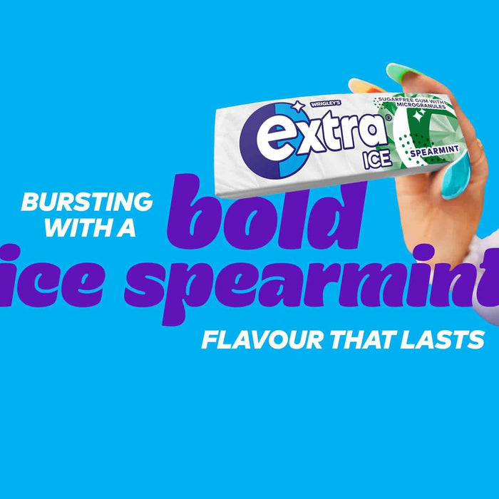 Wrigley's Extra Ice Chewing Gum, Ice Spearmint Flavour with Microgranules, 30 Packs of 10 Pieces, Sugar Free Bulk Pack Gum with Xylitol (300 pieces))