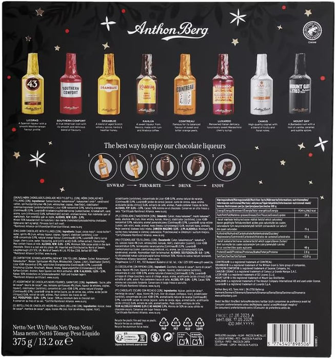 Anthon Berg - Chocolate Liqueurs - Advent Calendar with Famous Liqueur Brands 375g