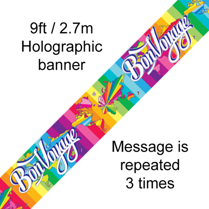 9ft Bon Voyage Metallic Foil Banner