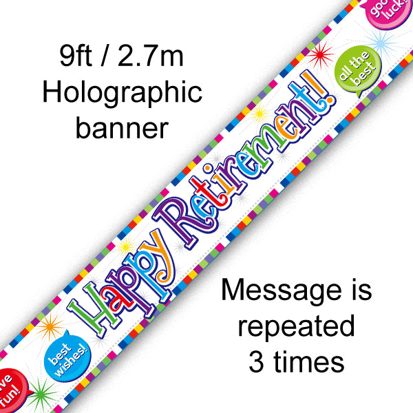 9ft Happy Retirement Foil Banner