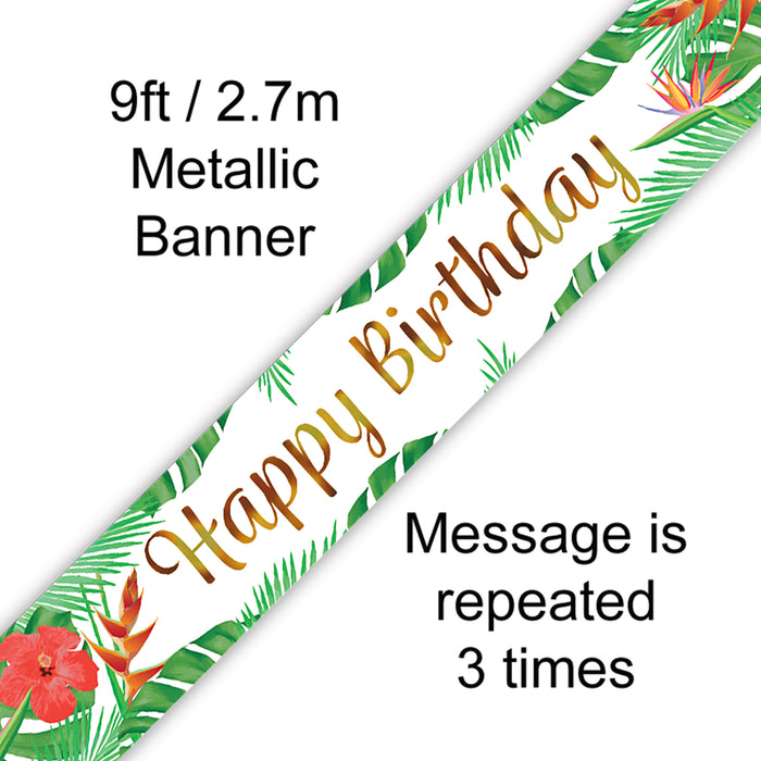 9ft Tropical Birthday Foil Banner