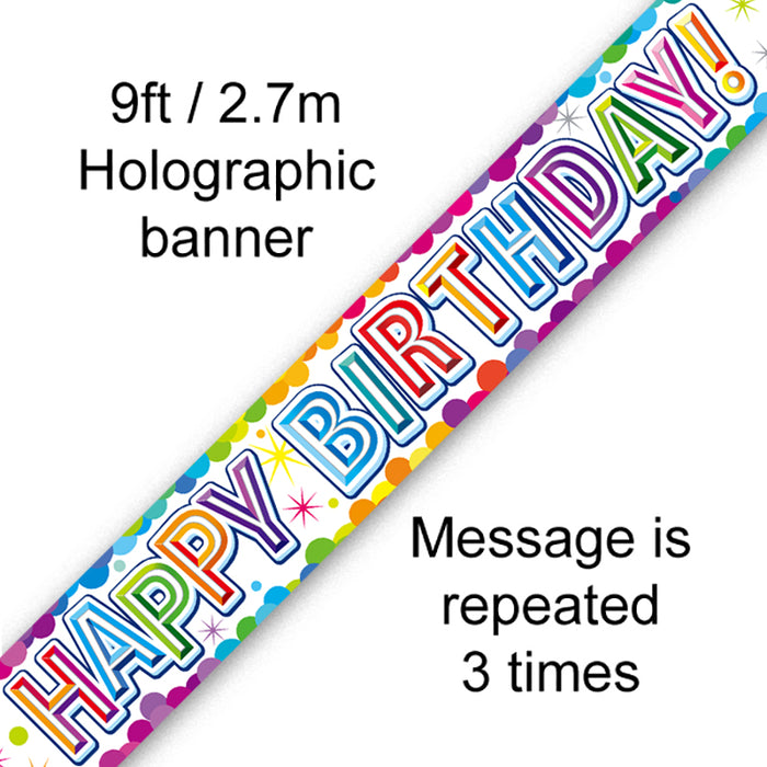 9ft Colourful Confetti Birthday Metallic Foil Banner