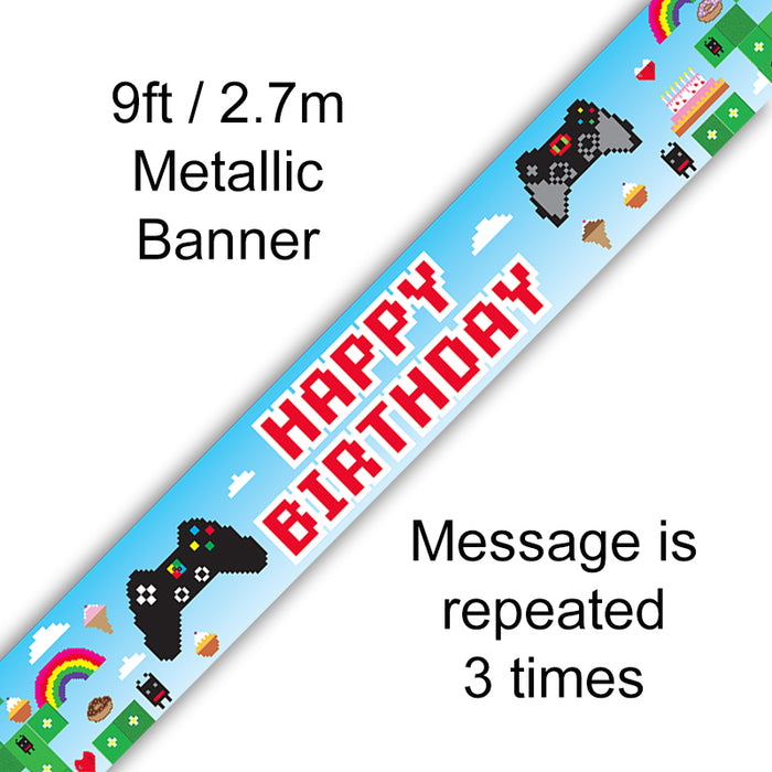 9ft Blox Game Birthday Holographic Foil Banner