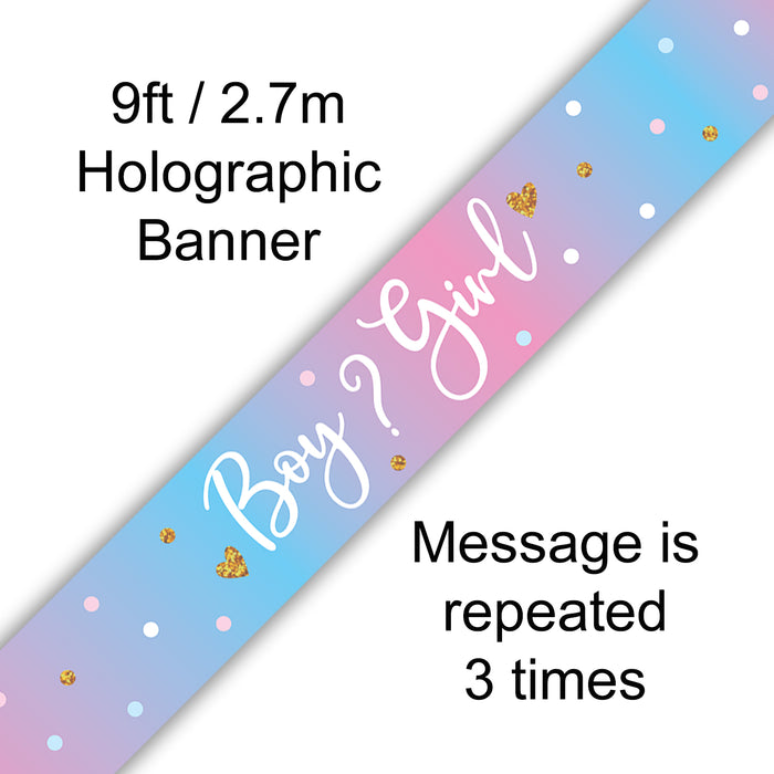 9ft Boy or Girl Gender Reveal Holographic Foil Banner