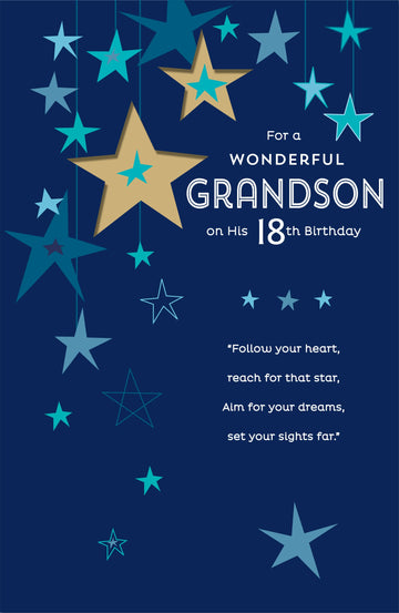 Gibson | Birthday Card 18th Grandson | Happy Birthday Gifts | With Envelope