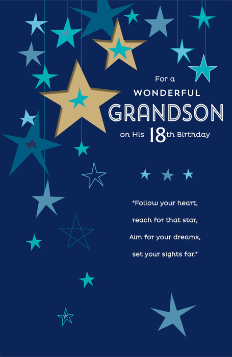 Gibson | Birthday Card 18th Grandson | Happy Birthday Gifts | With Envelope