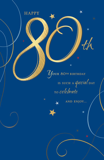 Gibson | Birthday Card 80th Male | Happy Birthday Gifts | With Envelope